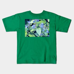 Blue Flowers original watercolour painting Kids T-Shirt